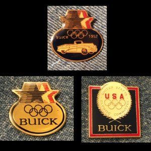 1952 Buick Olympic Commemorative Pin ~ Lot of 3 ~ 1984 Los Angeles Games